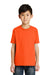 Port & Company PC55Y Youth Core Short Sleeve Crewneck T-Shirt Safety Orange Model Front