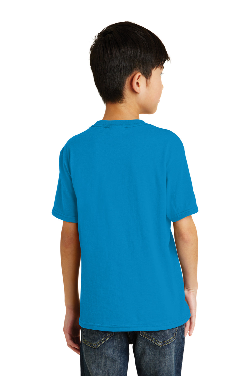 Port & Company PC55Y Youth Core Short Sleeve Crewneck T-Shirt Sapphire Blue Model Back