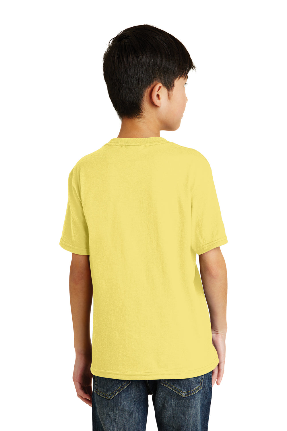 Port & Company PC55Y Youth Core Short Sleeve Crewneck T-Shirt Yellow Model Back