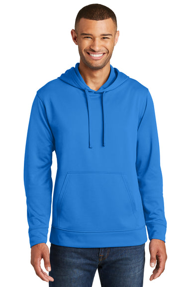 Port & Company PC590H Mens Dry Zone Performance Moisture Wicking Fleece Hooded Sweatshirt Hoodie Royal Blue Model Front