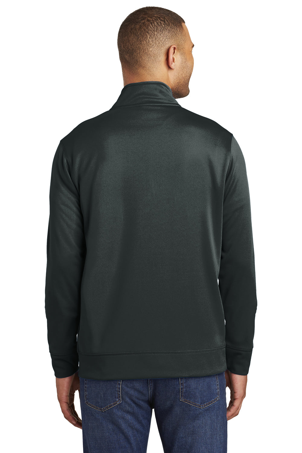 Port & Company PC590Q Mens Dry Zone Performance Moisture Wicking Fleece 1/4 Zip Sweatshirt Jet Black Model Back