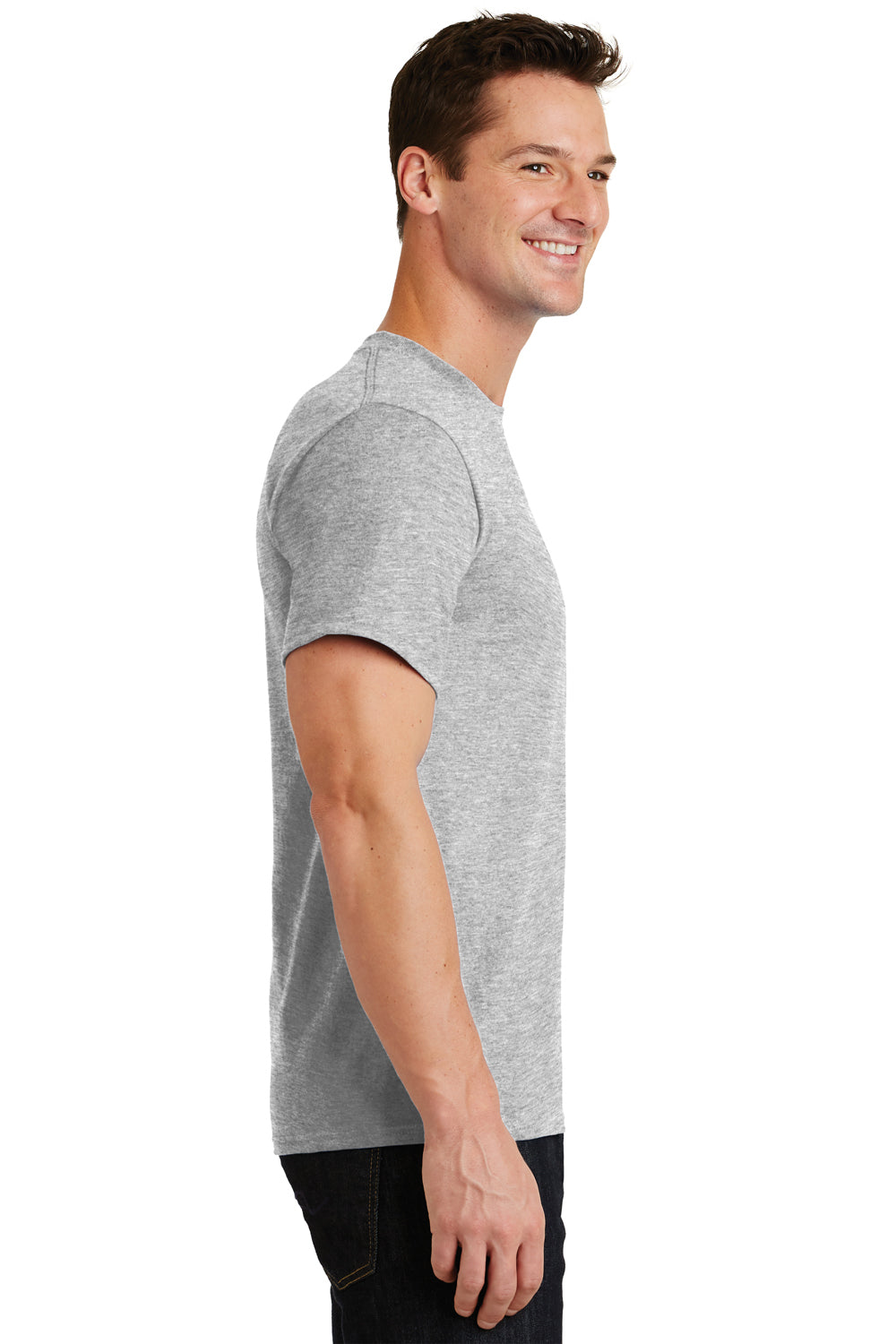 Port & Company PC61/PC61T Mens Essential Short Sleeve Crewneck T-Shirt Ash Grey Model Side