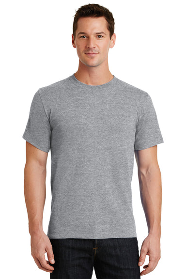 Port & Company PC61/PC61T Mens Essential Short Sleeve Crewneck T-Shirt Heather Grey Model Front