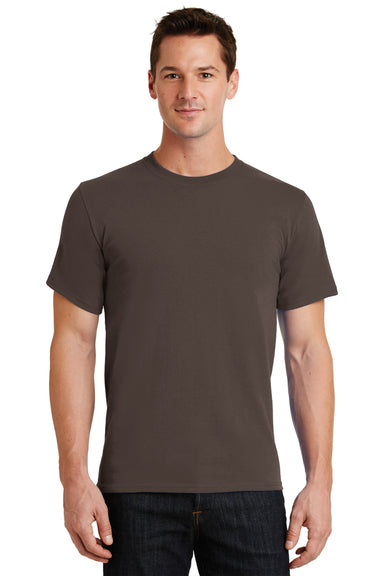 Port & Company PC61/PC61T Mens Essential Short Sleeve Crewneck T-Shirt Brown Model Front