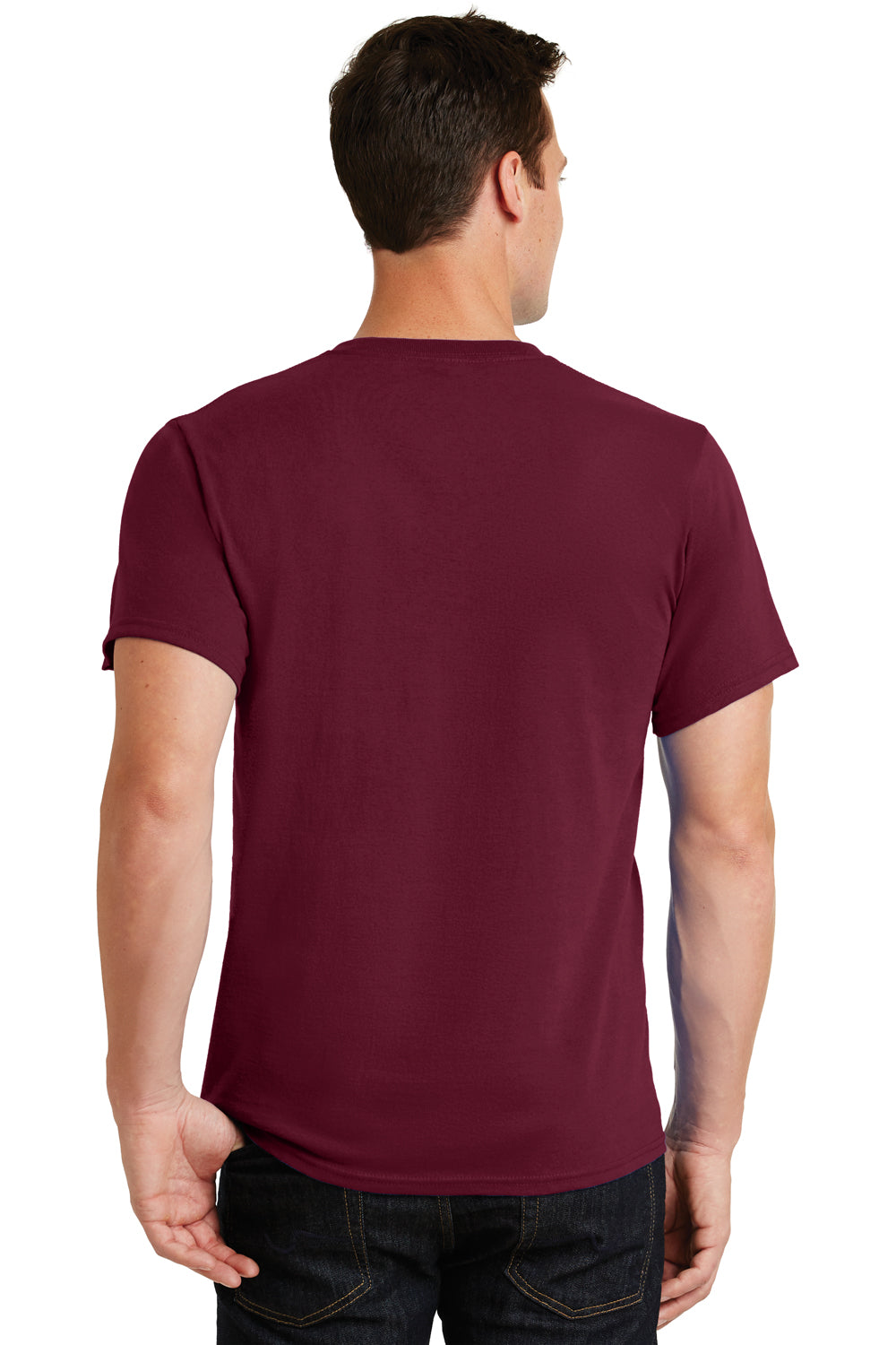 Port & Company PC61/PC61T Mens Essential Short Sleeve Crewneck T-Shirt Cardinal Red Model Back