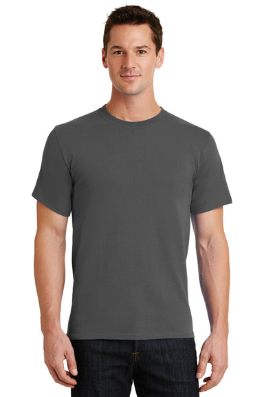 Port & Company PC61/PC61T Mens Essential Short Sleeve Crewneck T-Shirt Charcoal Grey Model Front