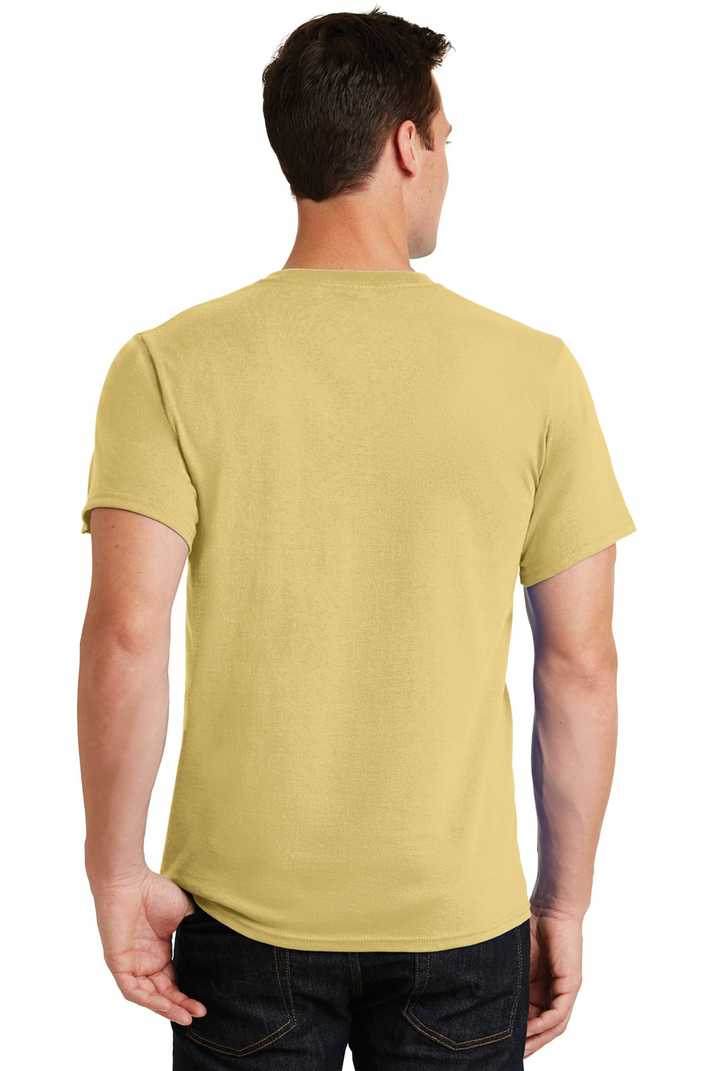 Port & Company PC61/PC61T Mens Essential Short Sleeve Crewneck T-Shirt Daffodil Yellow Model Back