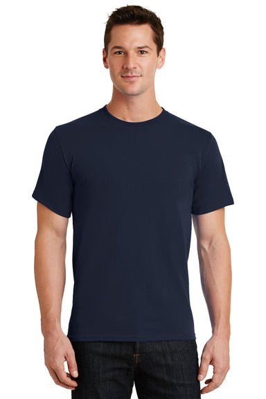 Port & Company PC61/PC61T Mens Essential Short Sleeve Crewneck T-Shirt Deep Navy Blue Model Front