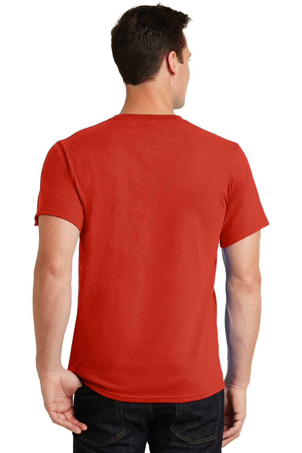 Port & Company PC61/PC61T Mens Essential Short Sleeve Crewneck T-Shirt Fiery Red Model Back