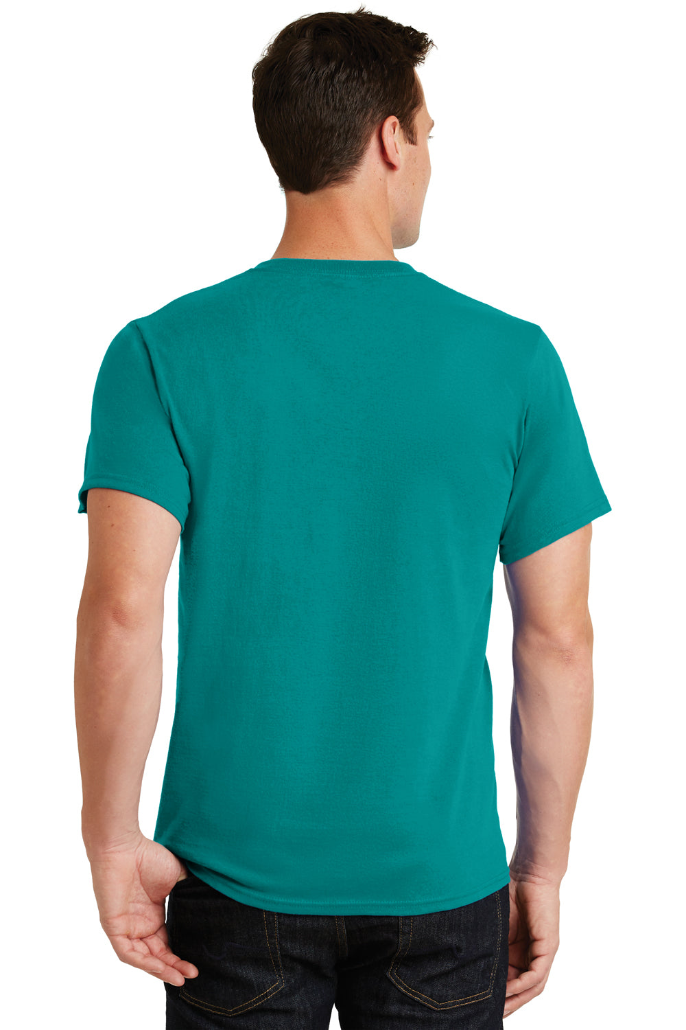 Port & Company PC61/PC61T Mens Essential Short Sleeve Crewneck T-Shirt Jade Green Model Back