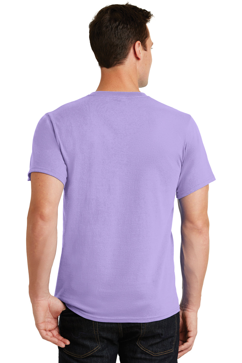 Port & Company PC61/PC61T Mens Essential Short Sleeve Crewneck T-Shirt Lavender Purple Model Back