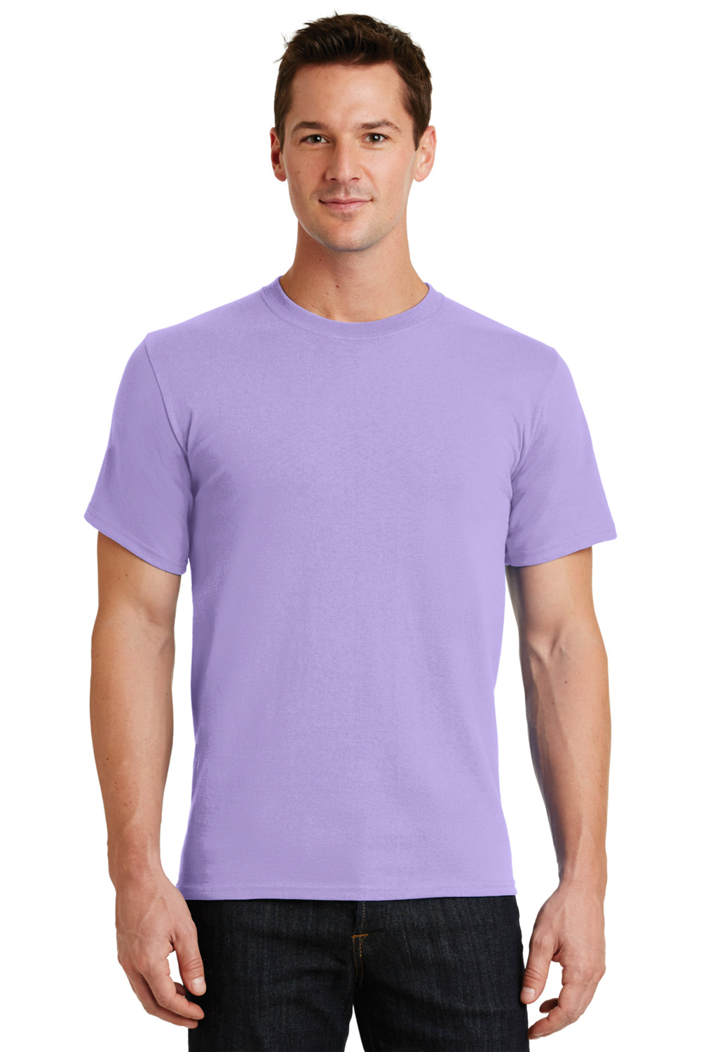 Port & Company PC61/PC61T Mens Essential Short Sleeve Crewneck T-Shirt Lavender Purple Model Front