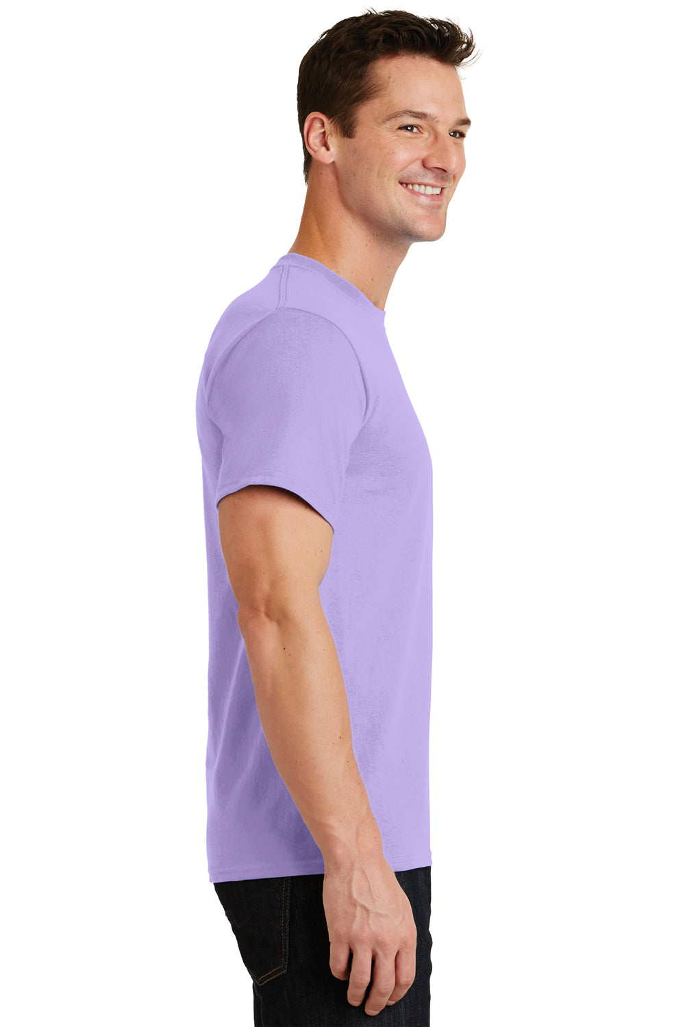 Port & Company PC61/PC61T Mens Essential Short Sleeve Crewneck T-Shirt Lavender Purple Model Side