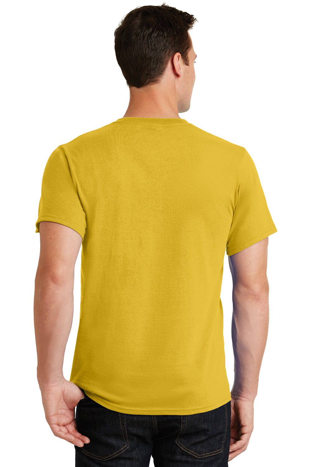 Port & Company PC61/PC61T Mens Essential Short Sleeve Crewneck T-Shirt Lemon Yellow Model Back