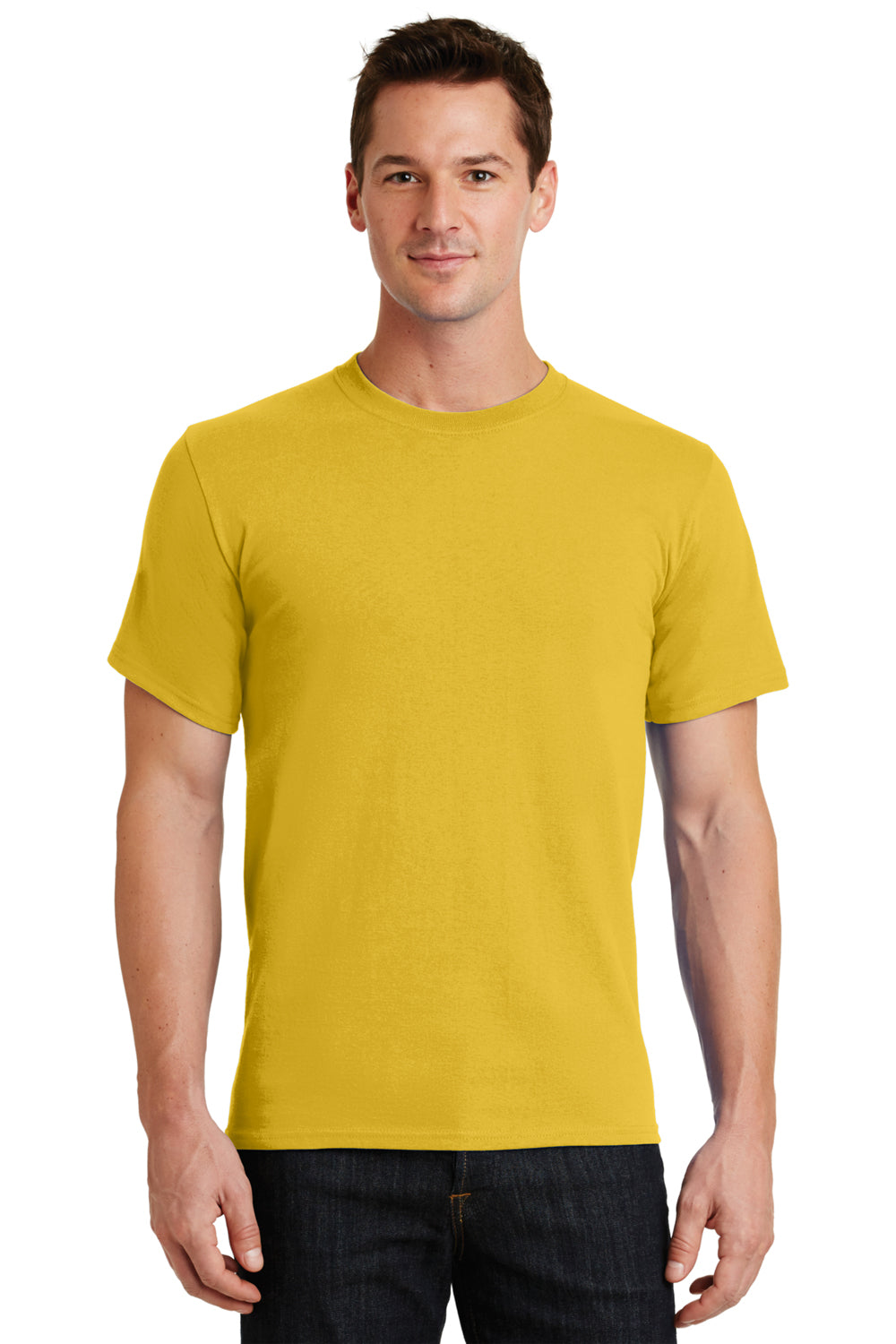 Port & Company PC61/PC61T Mens Essential Short Sleeve Crewneck T-Shirt Lemon Yellow Model Front