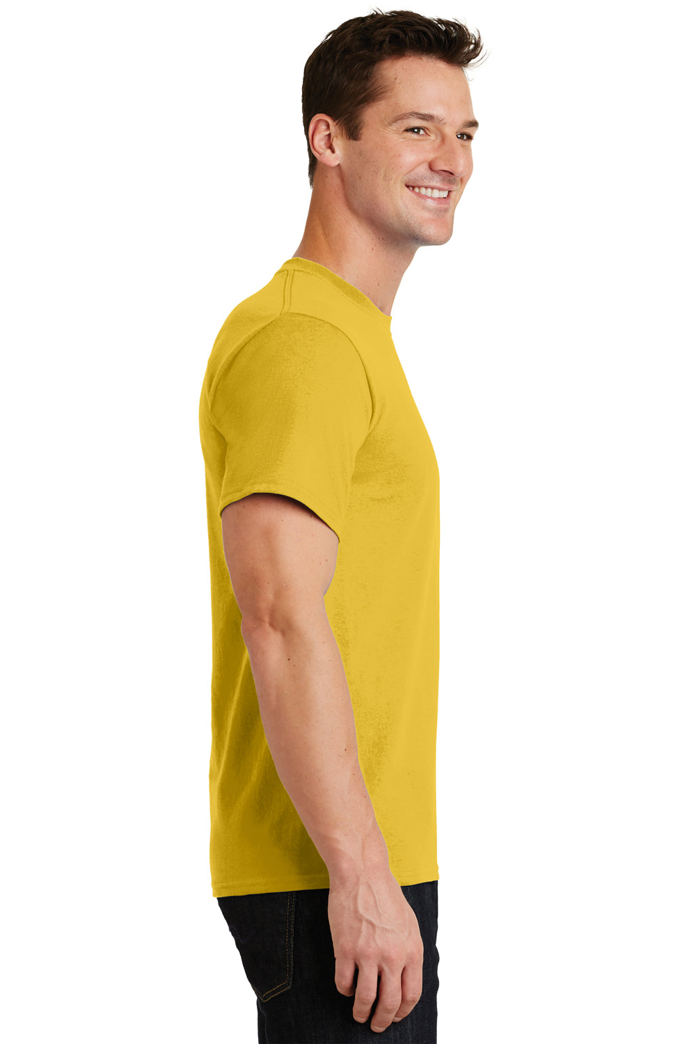 Port & Company PC61/PC61T Mens Essential Short Sleeve Crewneck T-Shirt Lemon Yellow Model Side