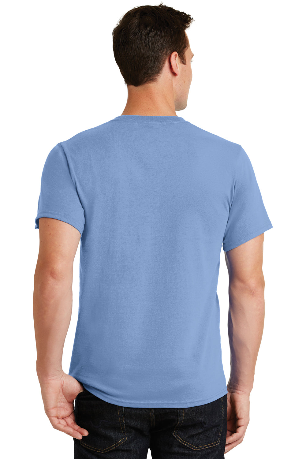 Port & Company PC61/PC61T Mens Essential Short Sleeve Crewneck T-Shirt Light Blue Model Back