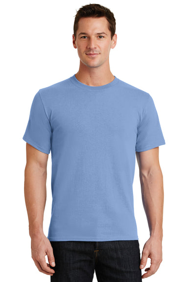 Port & Company PC61/PC61T Mens Essential Short Sleeve Crewneck T-Shirt Light Blue Model Front