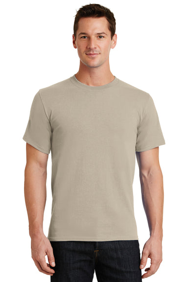 Port & Company PC61/PC61T Mens Essential Short Sleeve Crewneck T-Shirt Light Sand Model Front