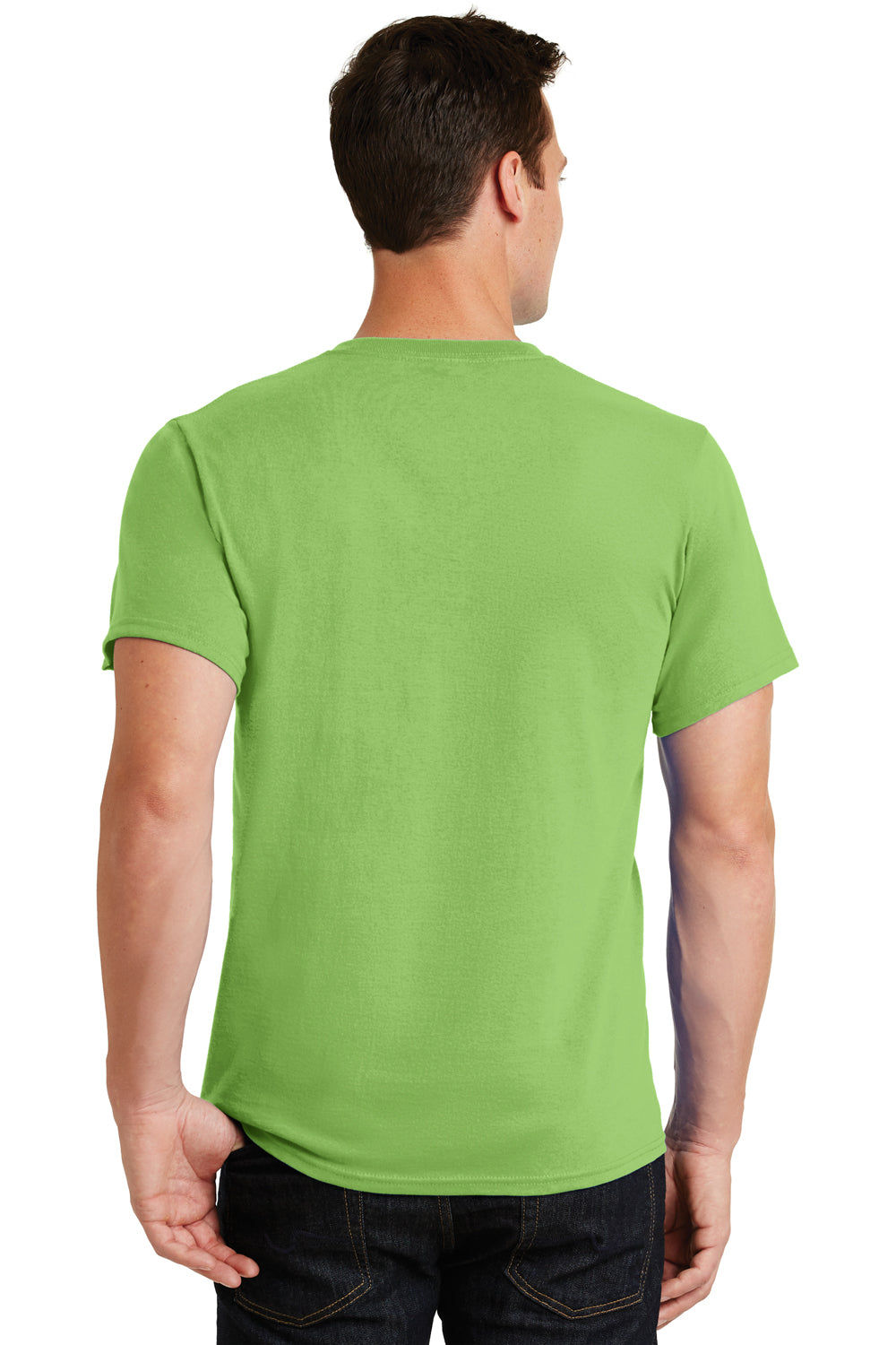 Port & Company PC61/PC61T Mens Essential Short Sleeve Crewneck T-Shirt Lime Green Model Back