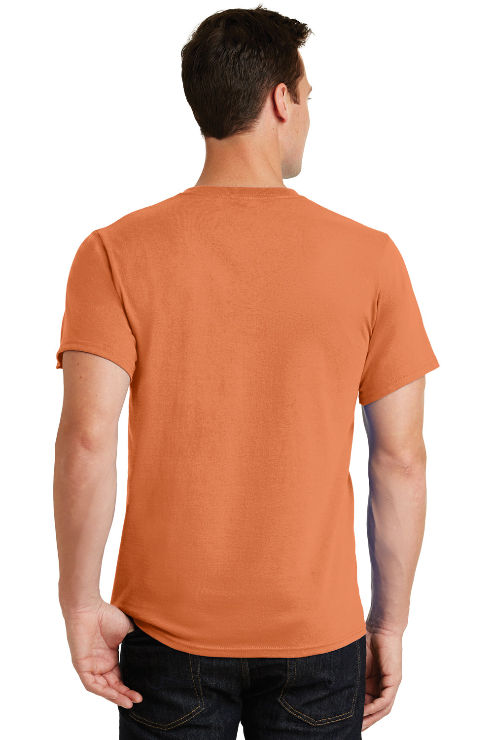 Port & Company PC61/PC61T Mens Essential Short Sleeve Crewneck T-Shirt Orange Sherbet Model Back