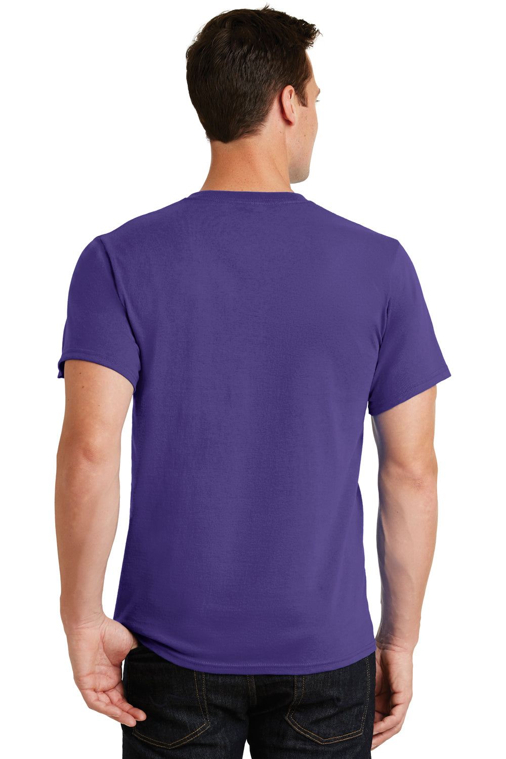 Port & Company PC61/PC61T Mens Essential Short Sleeve Crewneck T-Shirt Purple Model Back