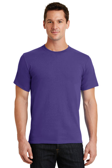 Port & Company PC61/PC61T Mens Essential Short Sleeve Crewneck T-Shirt Purple Model Front