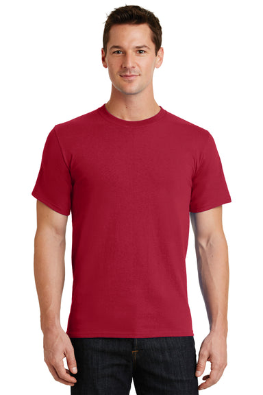 Port & Company PC61/PC61T Mens Essential Short Sleeve Crewneck T-Shirt Red Model Front