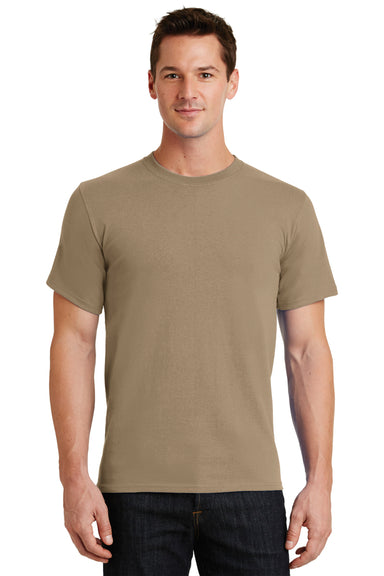 Port & Company PC61/PC61T Mens Essential Short Sleeve Crewneck T-Shirt Sand Model Front