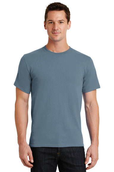 Port & Company PC61/PC61T Mens Essential Short Sleeve Crewneck T-Shirt Stonewashed Blue Model Front