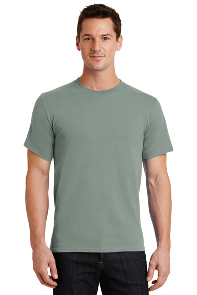 Port & Company PC61/PC61T Mens Essential Short Sleeve Crewneck T-Shirt Stonewashed Green Model Front