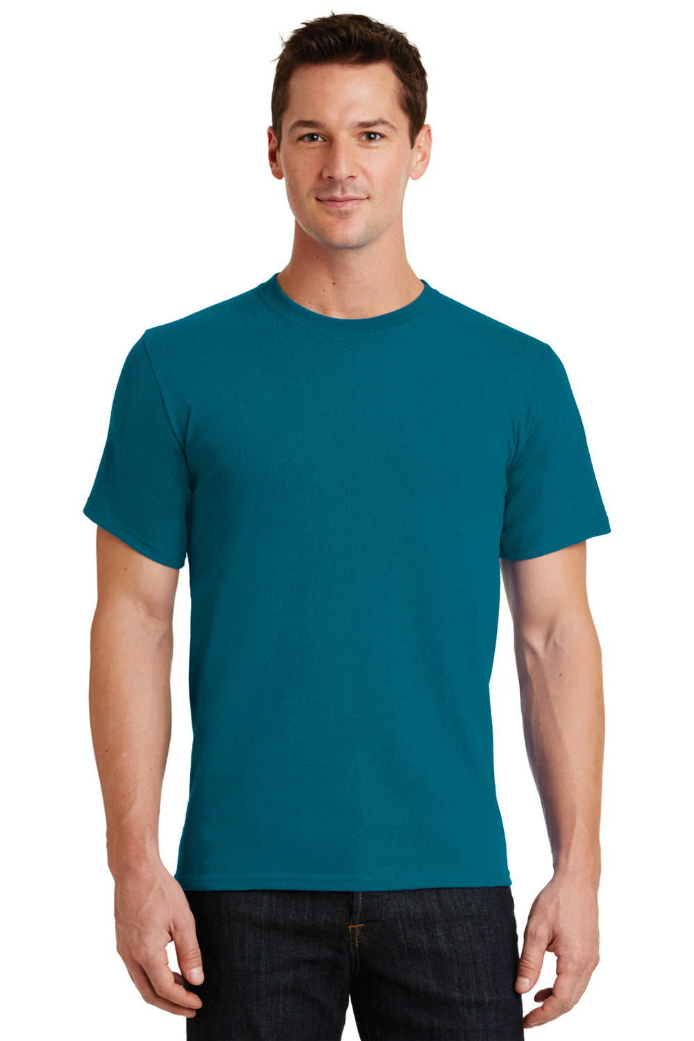 Port & Company PC61/PC61T Mens Essential Short Sleeve Crewneck T-Shirt Teal Green Model Front