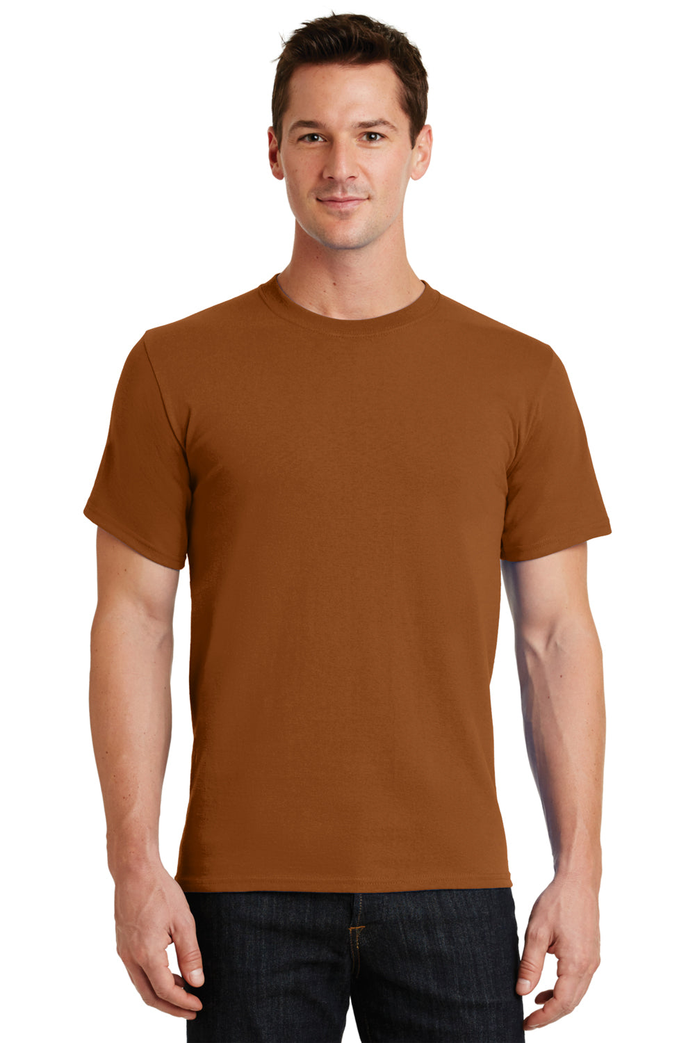 Port & Company PC61/PC61T Mens Essential Short Sleeve Crewneck T-Shirt Texas Orange Model Front