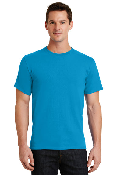 Port & Company PC61/PC61T Mens Essential Short Sleeve Crewneck T-Shirt Turquoise Blue Model Front