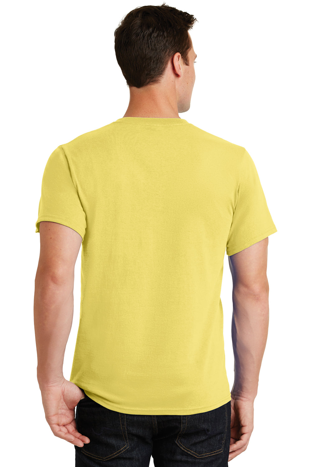 Port & Company PC61/PC61T Mens Essential Short Sleeve Crewneck T-Shirt Yellow Model Back