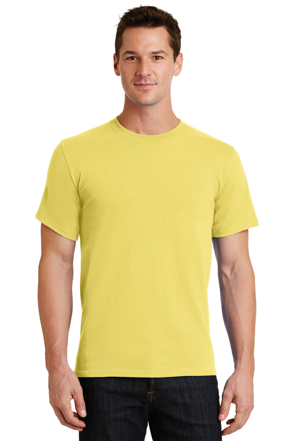 Port & Company PC61/PC61T Mens Essential Short Sleeve Crewneck T-Shirt Yellow Model Front