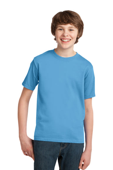 Port & Company PC61Y Youth Essential Short Sleeve Crewneck T-Shirt Aquatic Blue Model Front