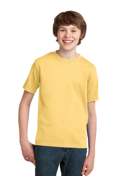 Port & Company PC61Y Youth Essential Short Sleeve Crewneck T-Shirt Daffodil Yellow Model Front