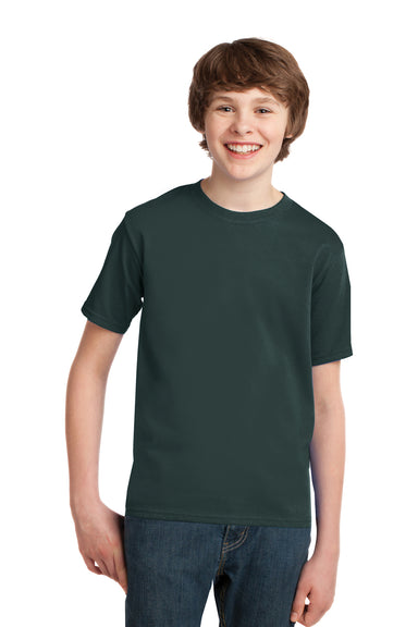 Port & Company PC61Y Youth Essential Short Sleeve Crewneck T-Shirt Dark Green Model Front