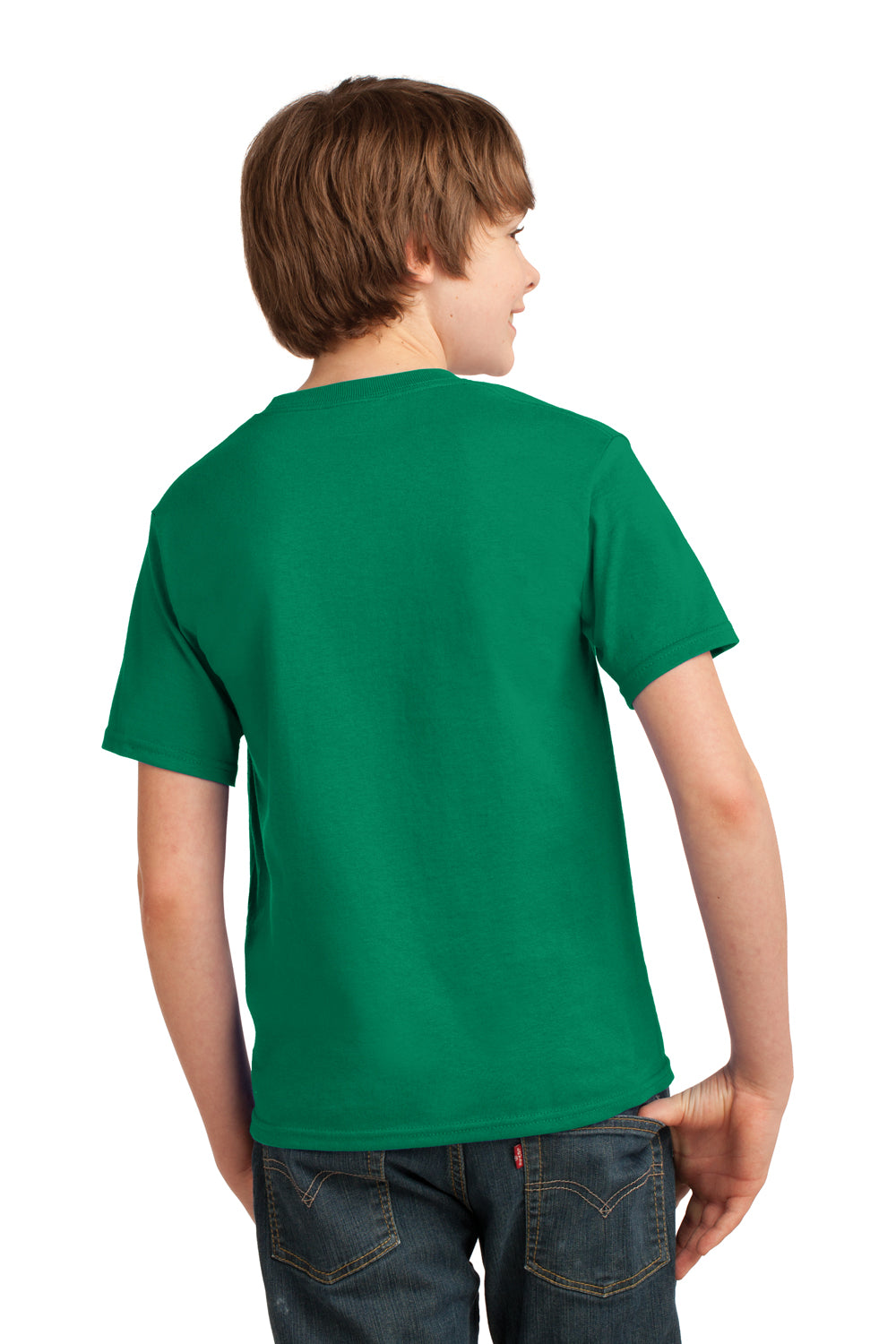 Port & Company PC61Y Youth Essential Short Sleeve Crewneck T-Shirt Kelly Green Model Back