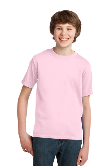 Port & Company PC61Y Youth Essential Short Sleeve Crewneck T-Shirt Pale Pink Model Front