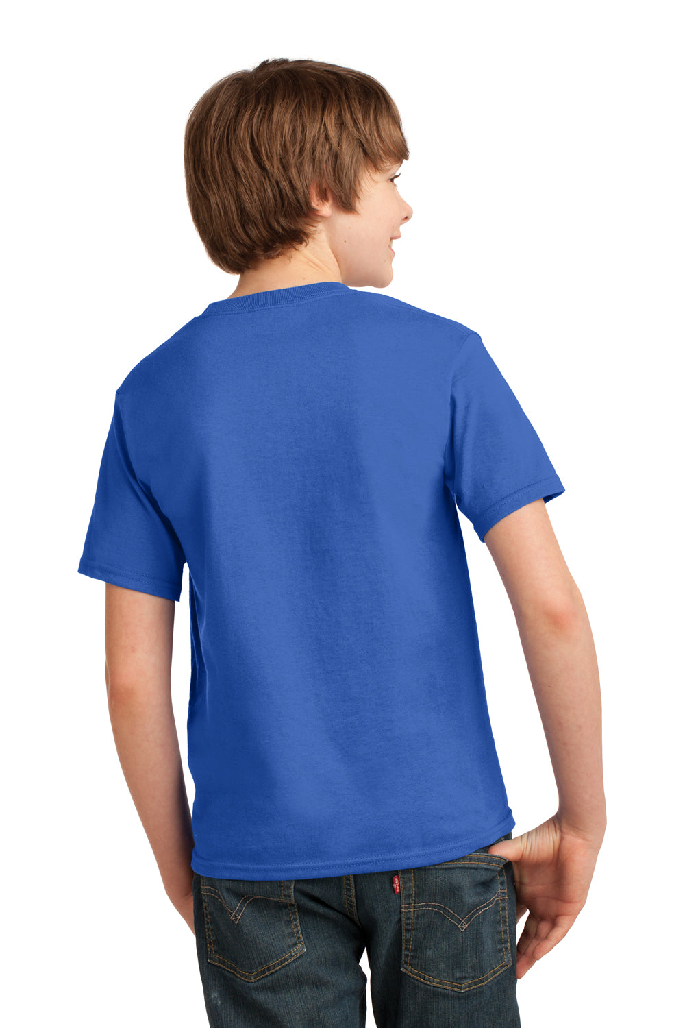 Port & Company PC61Y Youth Essential Short Sleeve Crewneck T-Shirt Royal Blue Model Back