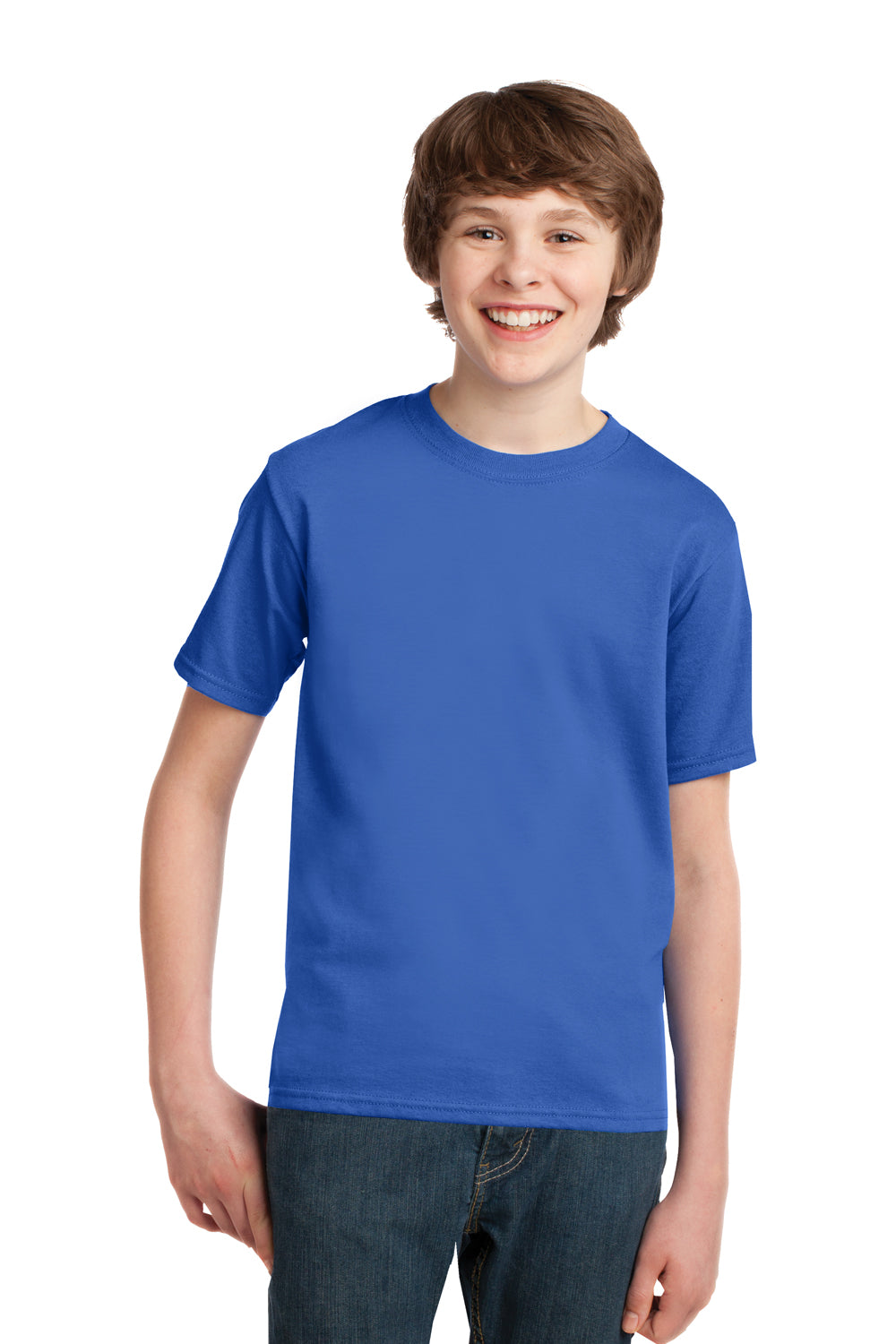 Port & Company PC61Y Youth Essential Short Sleeve Crewneck T-Shirt Royal Blue Model Front