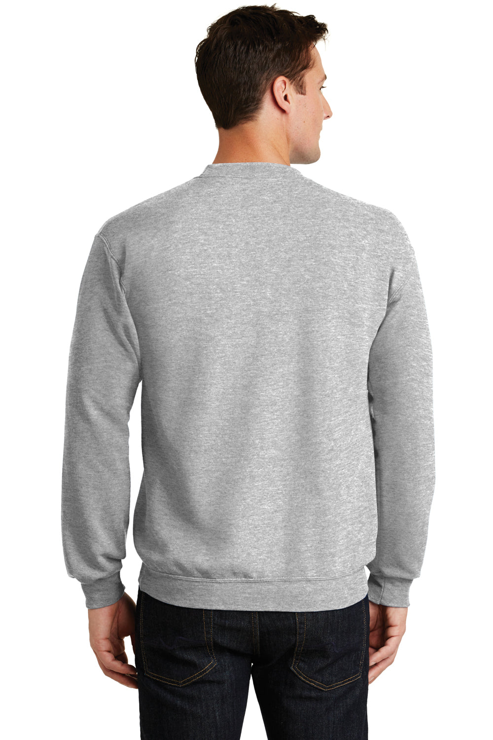 Port & Company PC78 Mens Core Pill Resistant Fleece Crewneck Sweatshirt Ash Grey Model Back