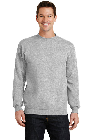 Port & Company PC78 Mens Core Pill Resistant Fleece Crewneck Sweatshirt Ash Grey Model Front