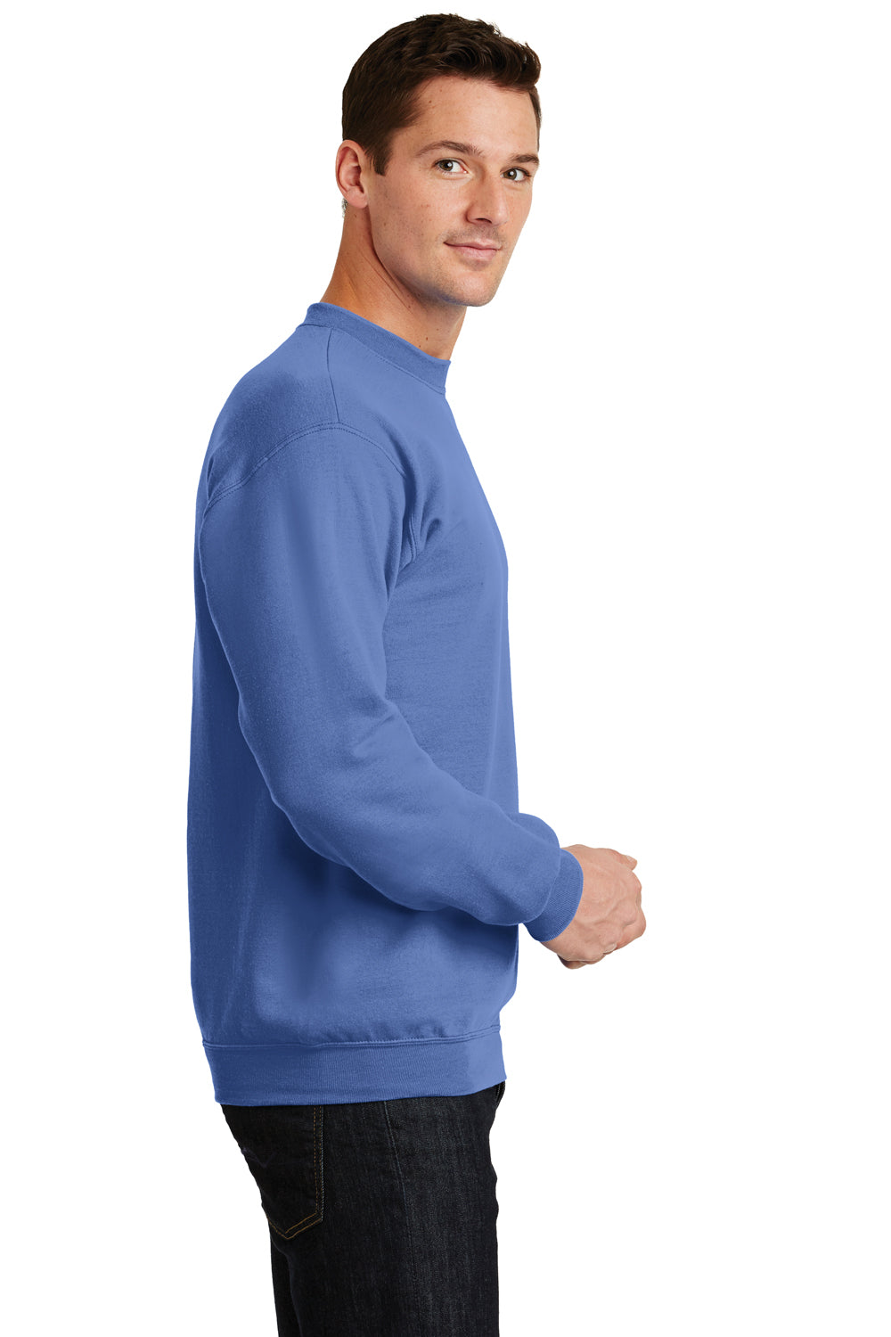 Port & Company PC78 Mens Core Pill Resistant Fleece Crewneck Sweatshirt Carolina Blue Model Side