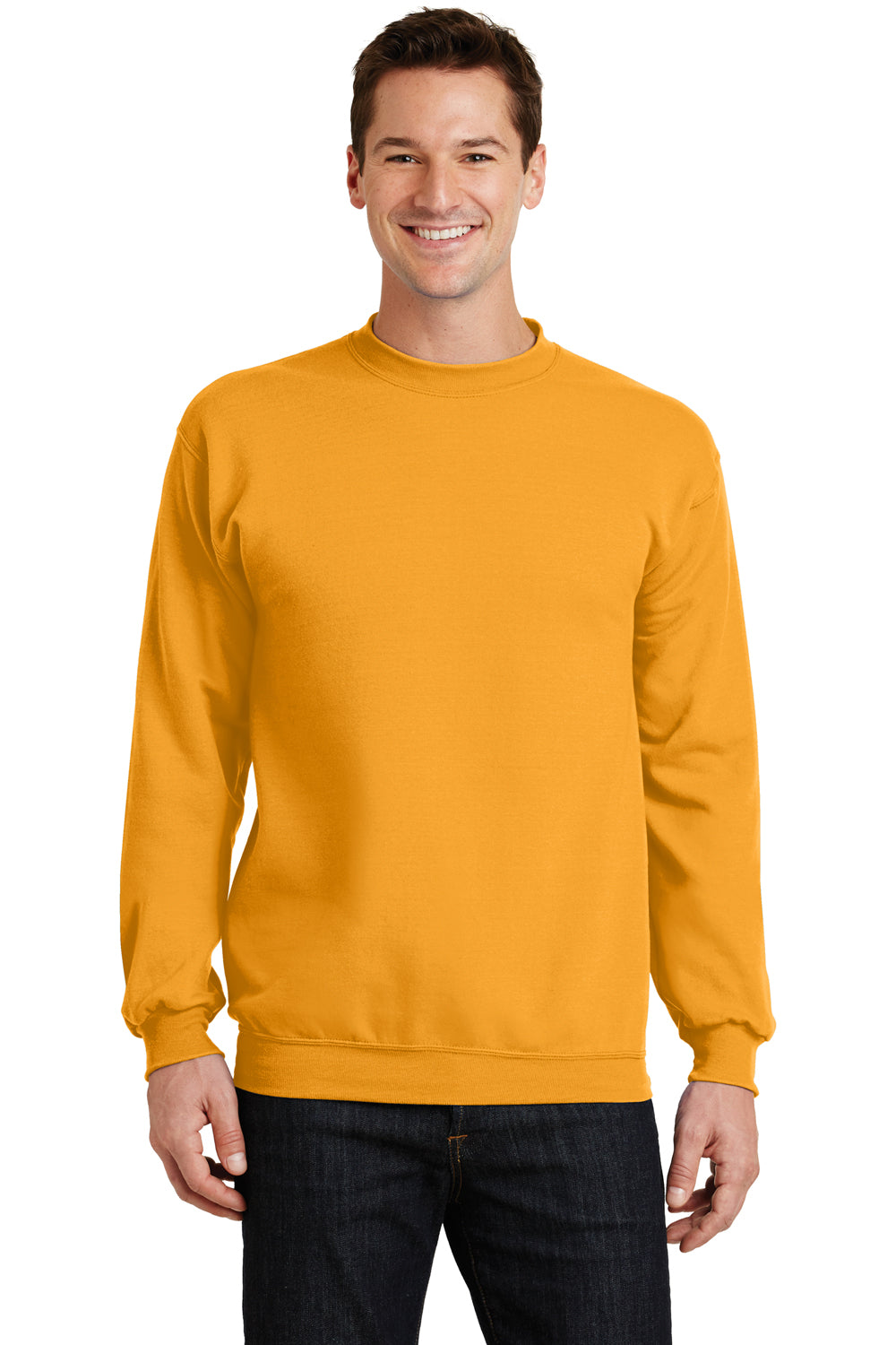 Port & Company PC78 Mens Core Pill Resistant Fleece Crewneck Sweatshirt Gold Model Front