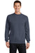 Port & Company PC78 Mens Core Pill Resistant Fleece Crewneck Sweatshirt Heather Navy Blue Model Front