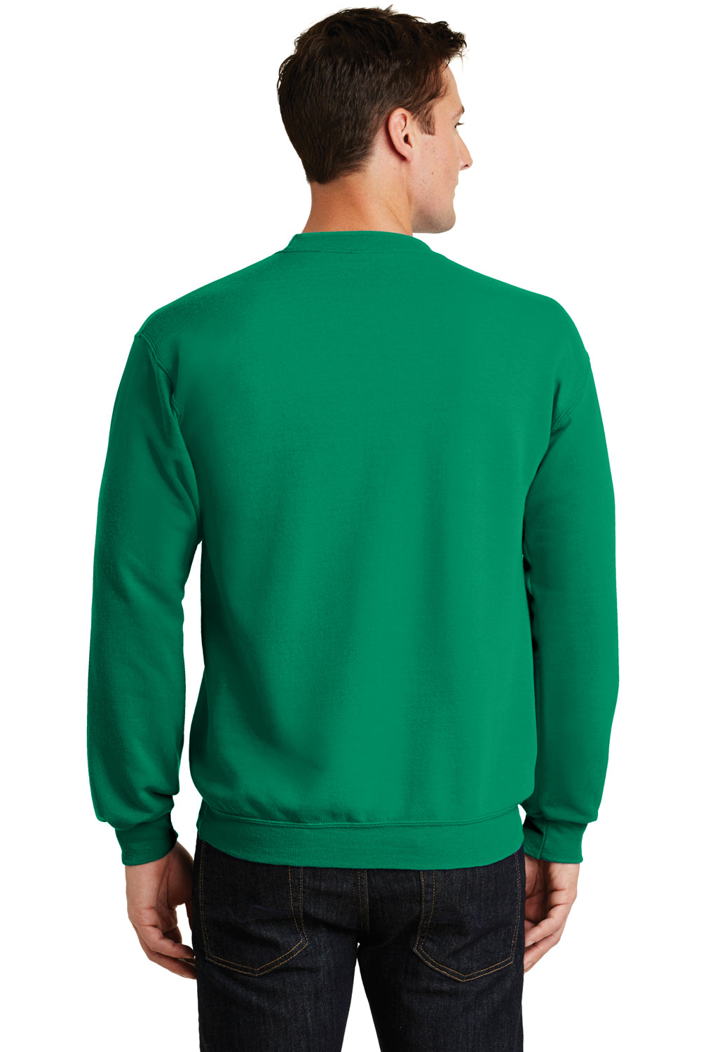 Port & Company PC78 Mens Core Pill Resistant Fleece Crewneck Sweatshirt Kelly Green Model Back