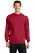 Port & Company PC78 Mens Core Pill Resistant Fleece Crewneck Sweatshirt Red Model Front